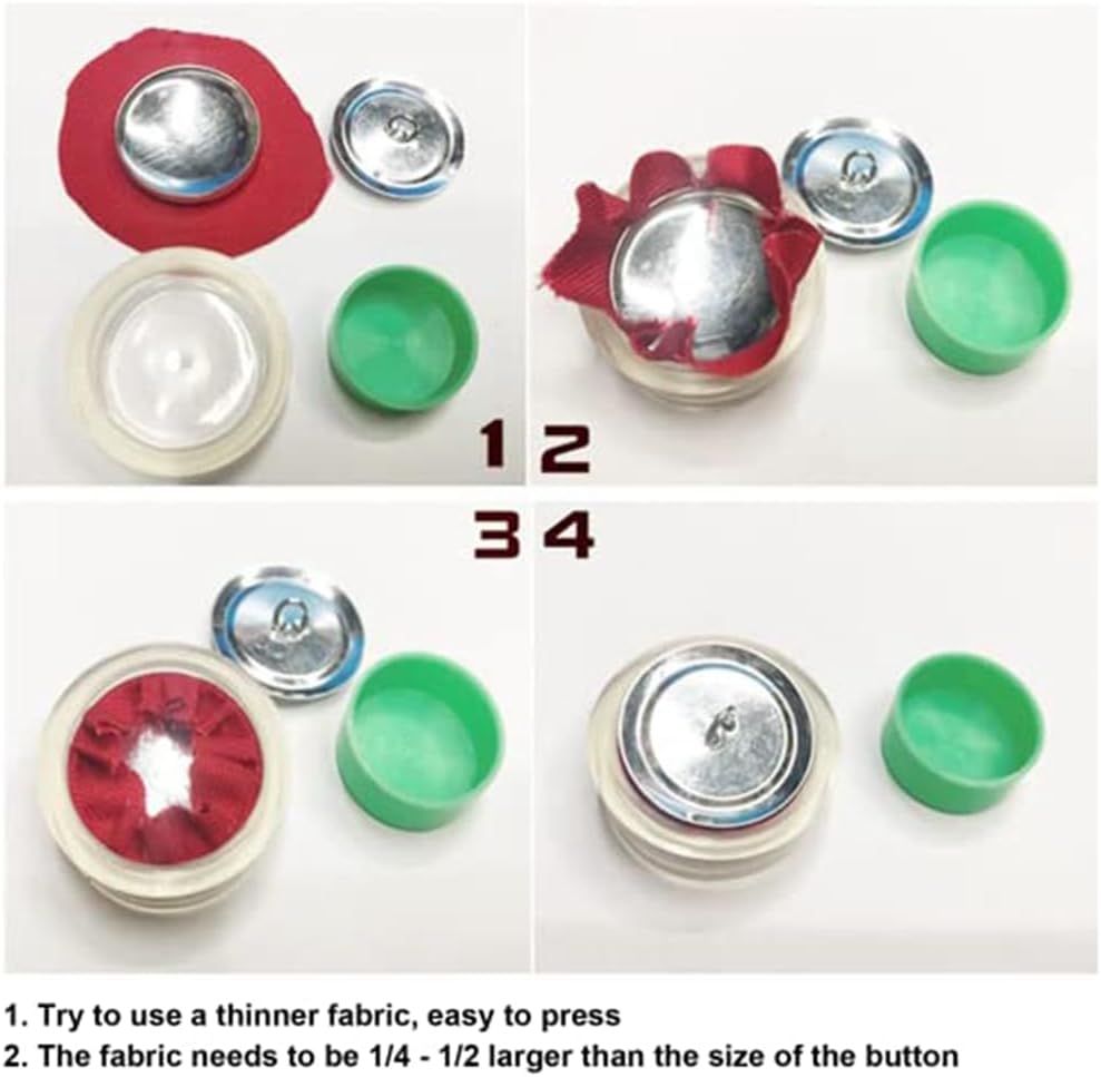 Plawee 1 Set of Cover Buttons with 5 Different Size Buttons and Tools, DIY Fabric Button with Manufacturer, 100 Sets of Buttons and 5 Button Machine Tools