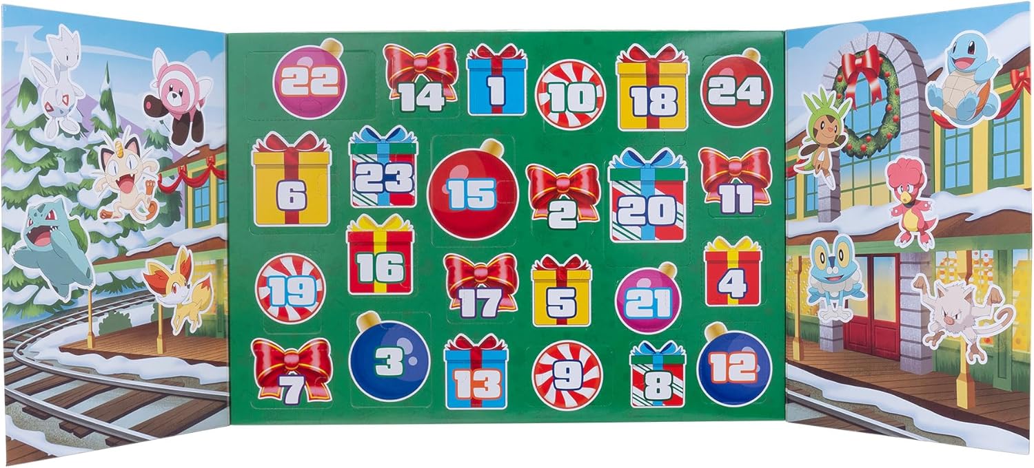 Pokémon Holiday Advent Calendar - Features 16 2-Inch Battle Figures with Special Finish and Eight Unique Accessories