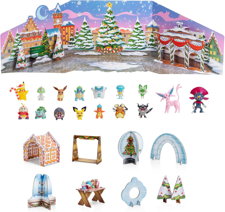 Pokémon PKW3624 - Battle Figure Deluxe Adventskalender 2024, offizieller Pokémon Kalender mit Licht, Sound und 24 Überraschungen
