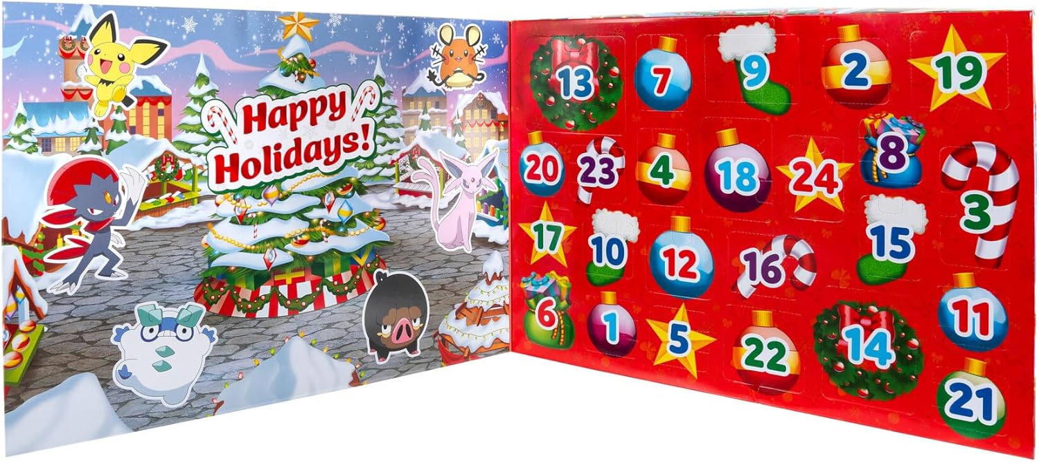 Pokémon PKW3624 - Battle Figure Deluxe Adventskalender 2024, offizieller Pokémon Kalender mit Licht, Sound und 24 Überraschungen