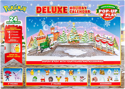 Pokémon PKW3624 - Battle Figure Deluxe Adventskalender 2024, offizieller Pokémon Kalender mit Licht, Sound und 24 Überraschungen