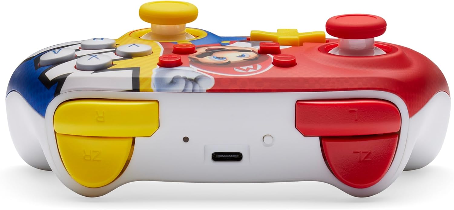 PowerA Nano Enhanced Wireless Controller for Nintendo Switch, Switch Lite & OLED Model, Rechargeable Bluetooth Gamepad with up to 20 Hours of Play Time, Official: Mario Victory