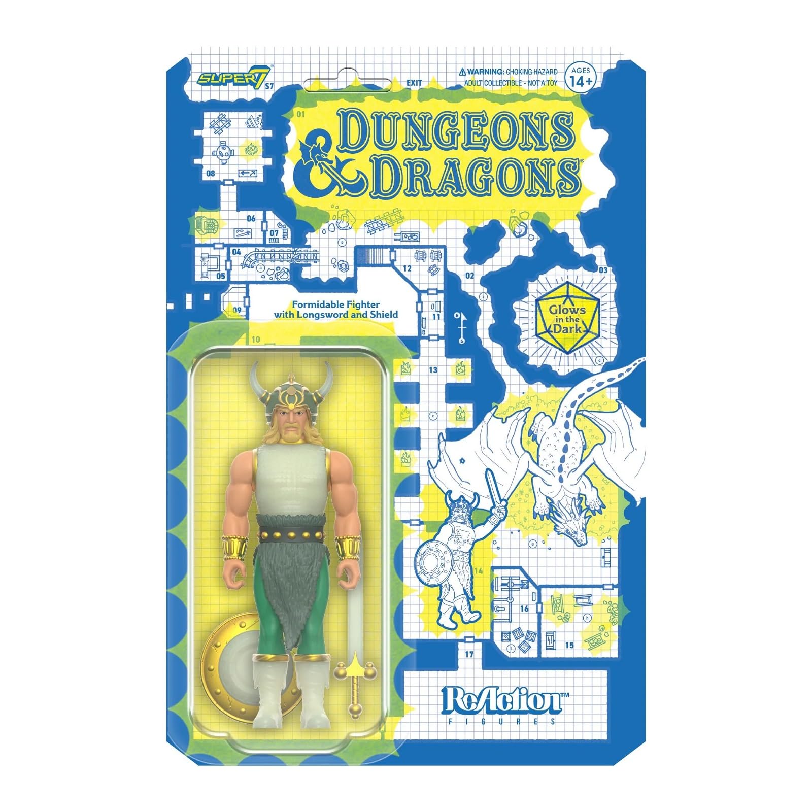Super7 Dungeons and Dragons Formidable Fighter Glow Figure 3.75 Inch