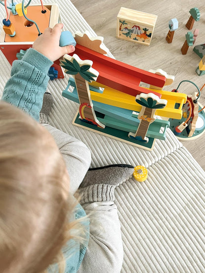 small foot Dino, Robust Marble Run Made of FSC 100%-Certified Wood, for Kids Aged 18+ Months, 12614, Coloured