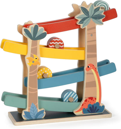 small foot Dino, Robust Marble Run Made of FSC 100%-Certified Wood, for Kids Aged 18+ Months, 12614, Coloured