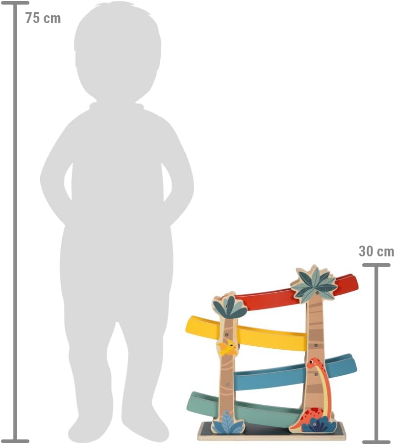 small foot Dino, Robust Marble Run Made of FSC 100%-Certified Wood, for Kids Aged 18+ Months, 12614, Coloured