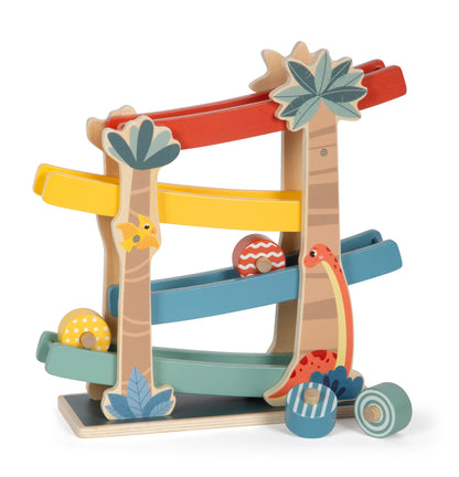 small foot Dino, Robust Marble Run Made of FSC 100%-Certified Wood, for Kids Aged 18+ Months, 12614, Coloured