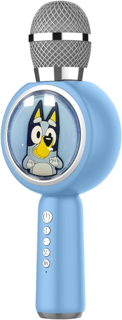 OTL Technologies BL1209 Bluey Popsing LED Light Up Wireless Karaoke Microphone with Voice Changer Mode – Blue