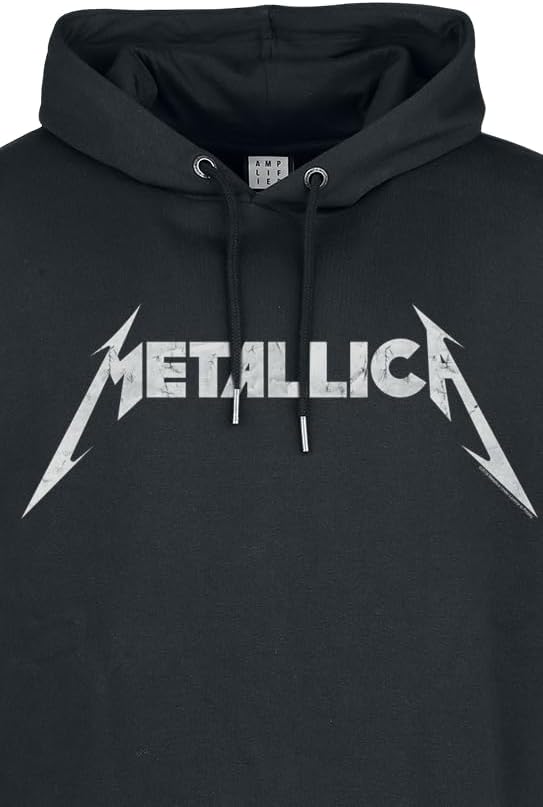 METALLICA - Metallica White Logo Amplified Vintage Black Xx-Large Hoodie Sweatshirt