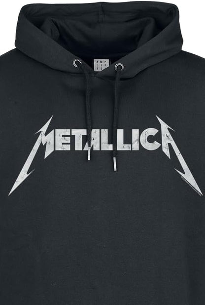 METALLICA - Metallica White Logo Amplified Vintage Black Xx-Large Hoodie Sweatshirt