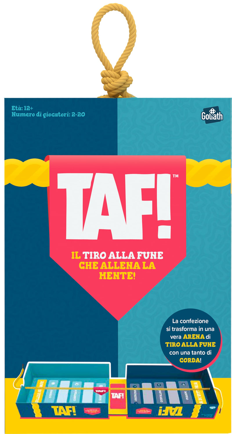 TAF! - Tiro alla Fune - Gioco per adulti e bambini dai 12 anni in su - Divertente gioco da tavolo con domande a quiz e tiro alla fune - Sfida i tuoi amici - squadra con Vera Corda - in italiano