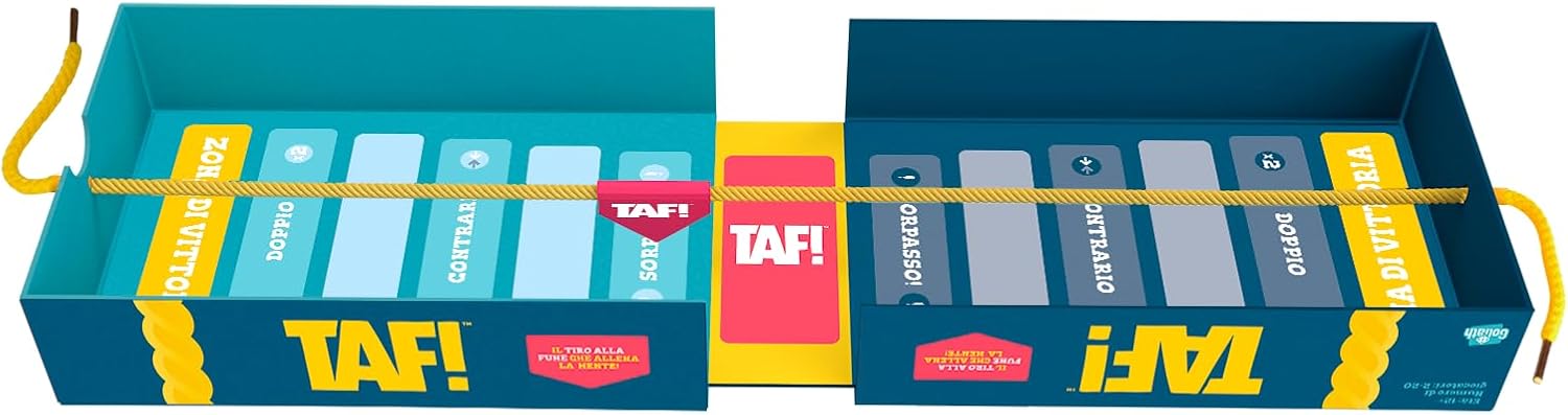 TAF! - Tiro alla Fune - Gioco per adulti e bambini dai 12 anni in su - Divertente gioco da tavolo con domande a quiz e tiro alla fune - Sfida i tuoi amici - squadra con Vera Corda - in italiano