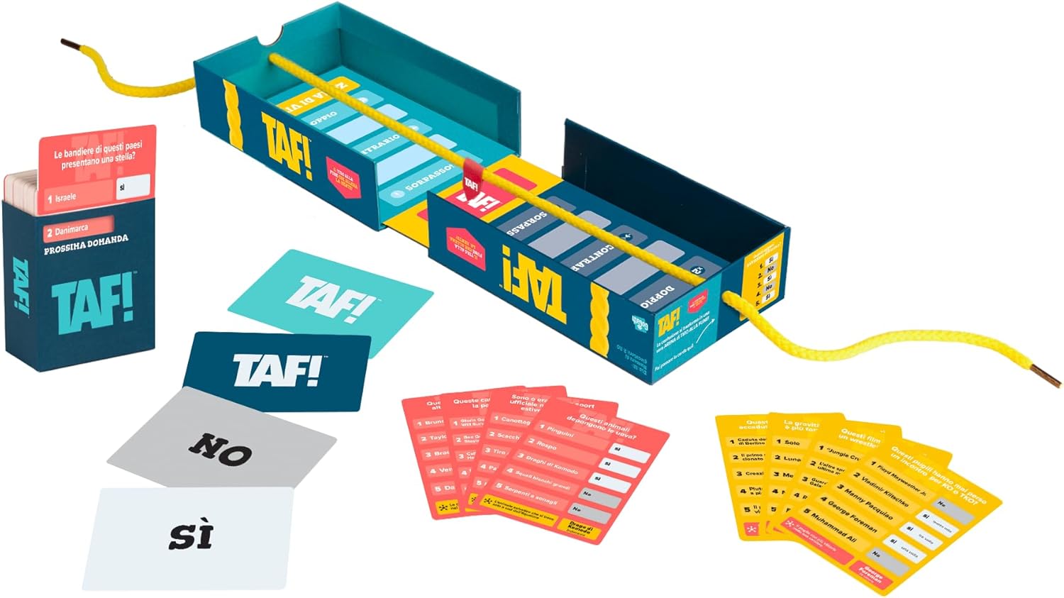 TAF! - Tiro alla Fune - Gioco per adulti e bambini dai 12 anni in su - Divertente gioco da tavolo con domande a quiz e tiro alla fune - Sfida i tuoi amici - squadra con Vera Corda - in italiano