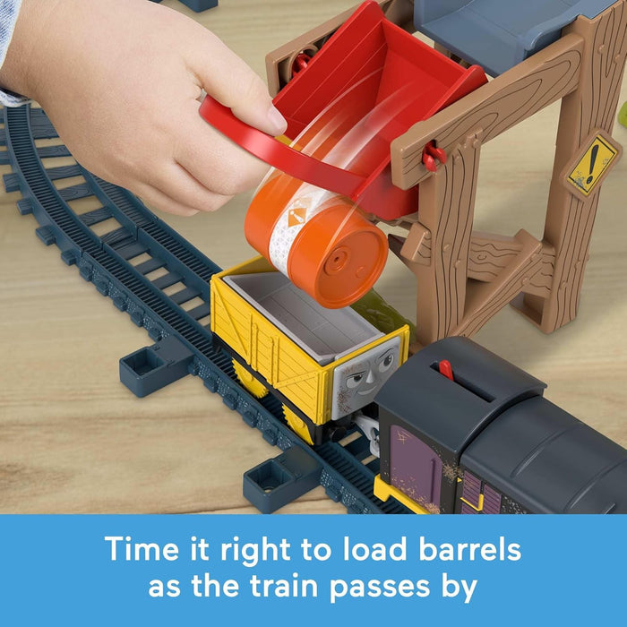 Thomas & Friends Motorized Toy Train Set Diesel’s Lift & Load Construction with Track & Cargo for Preschool Kids Ages 3+ Years, JBW20