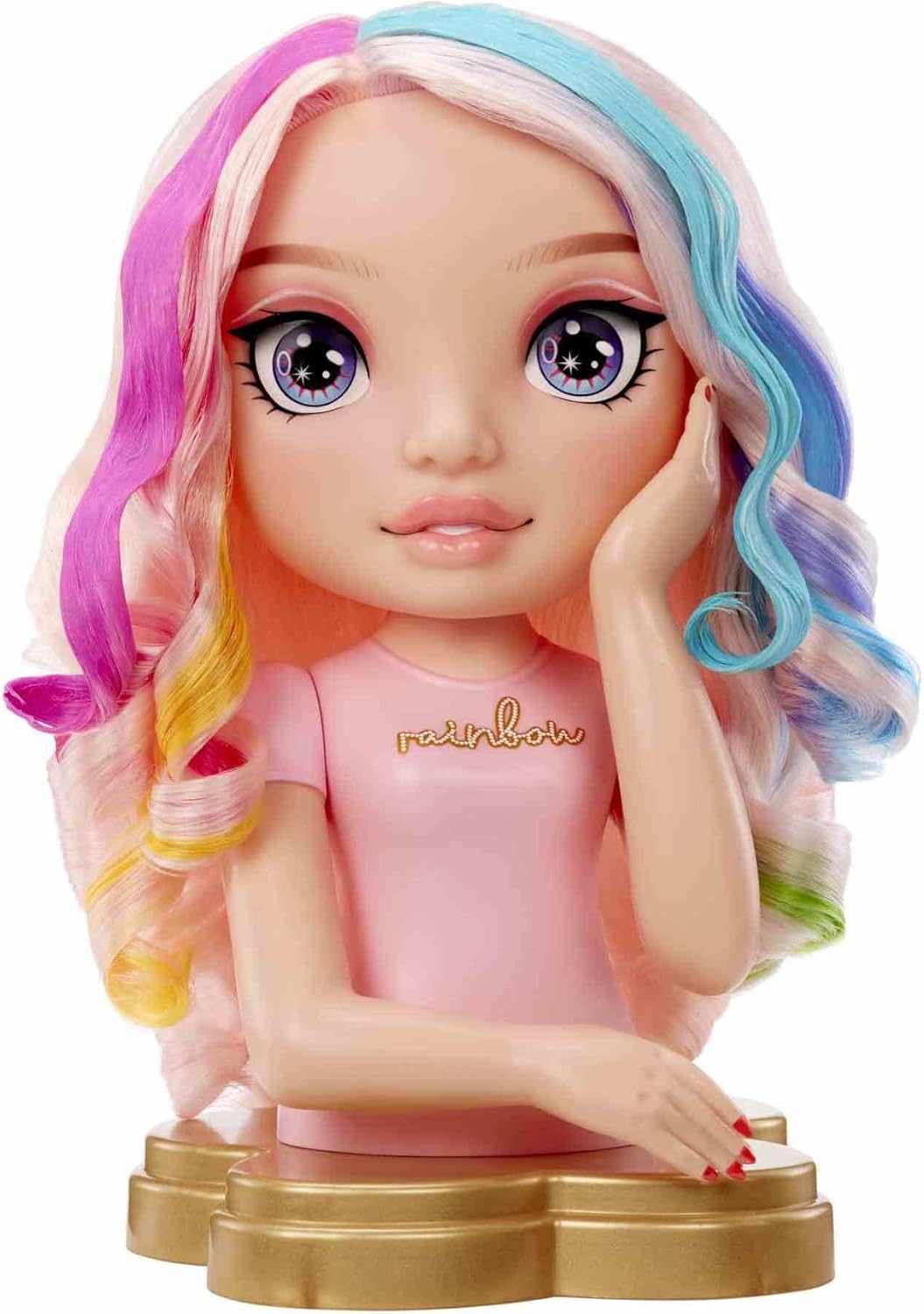 Rainbow High Styling Head - 33 cm Bella - 4-in-1 Playset with Washable Hair Creams, Nail Polish, Brush, & Hair Colouring Tool, Style, Colour, and Polish, Rinse & Repeat, For Kids 4-12 Years Old