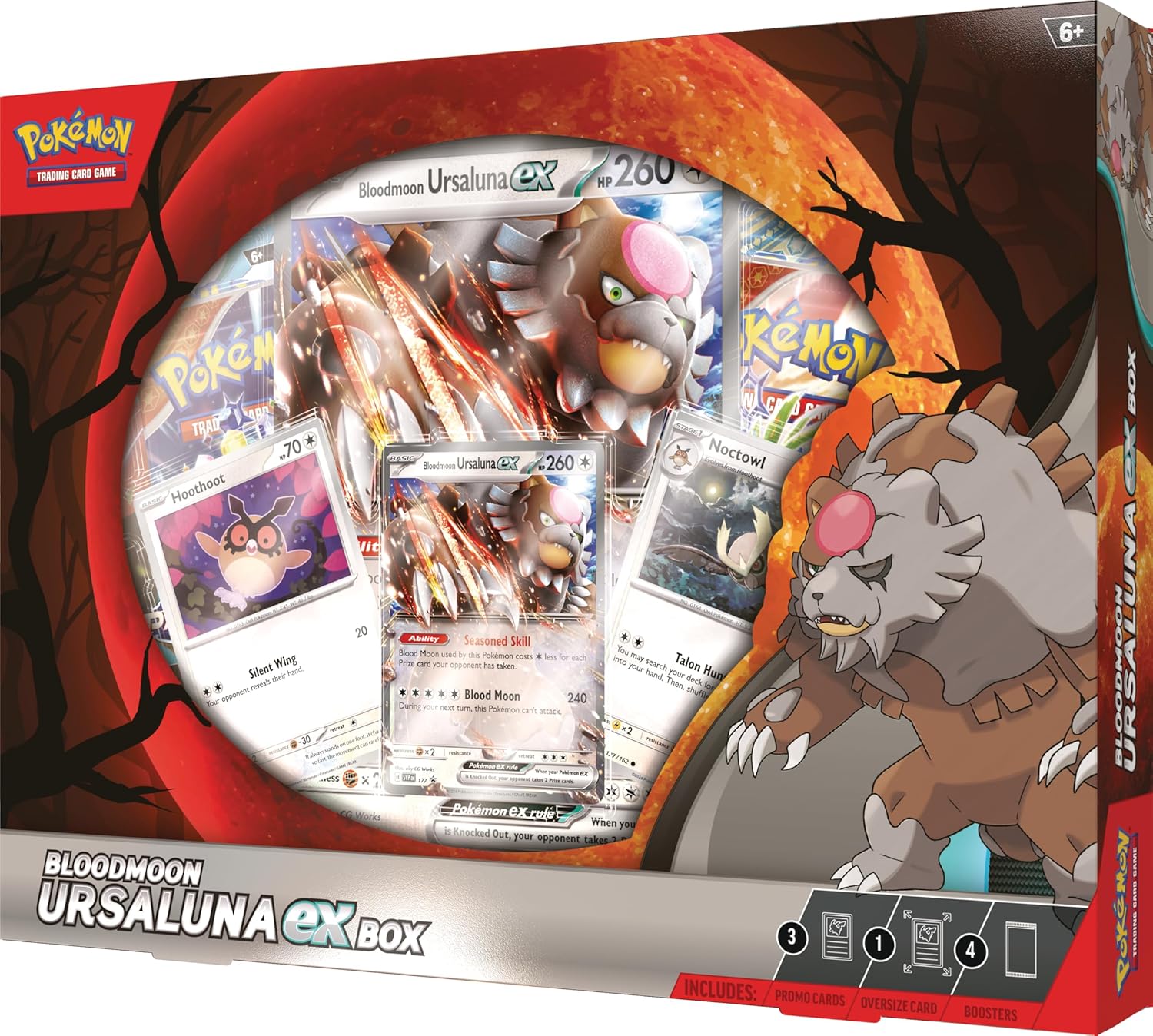 Pokémon TCG: Bloodmoon Ursaluna ex Box (1 Foil Promo Card, 2 Foil Cards, 1 Oversize Foil Card & 4 Booster Packs)