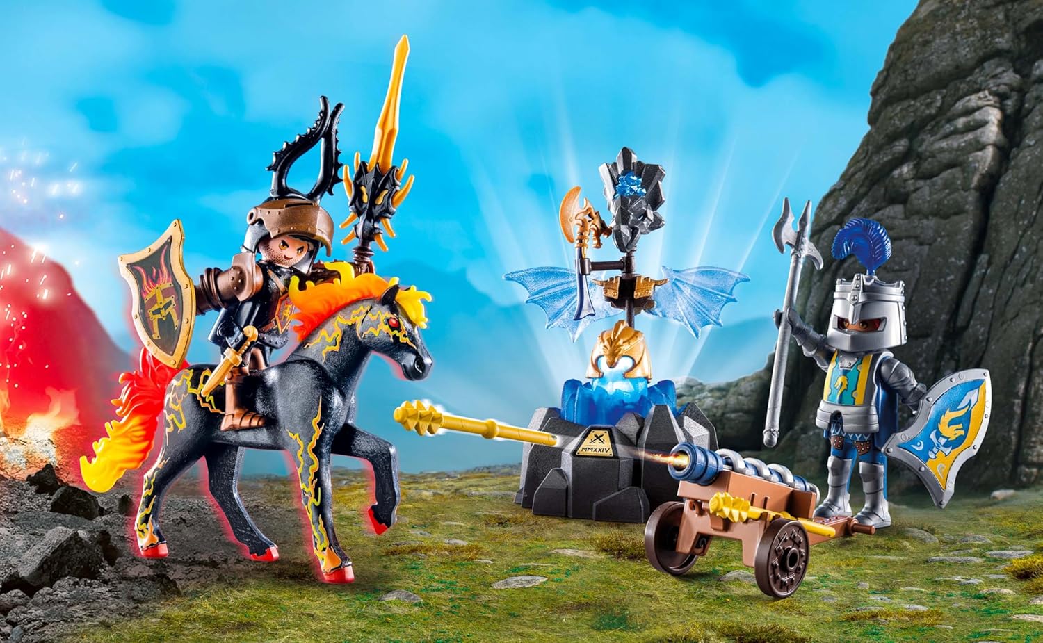 PLAYMOBIL Novelmore 71645 Bewachung der Rüstung, inklusive Zwei Rittern, einem Pferd und wertvoller Rüstung, actionreiches Spielzeug für Kinder ab 4 Jahren