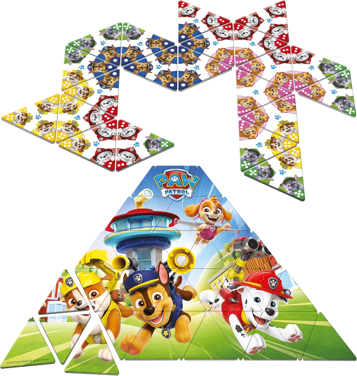Triominos Junior Paw Patrol, Bordspel vanaf 3 Jaar, Gezelschapsspel voor Kinderen, Paw Patrol Speelgoed geschikt als Cadeau