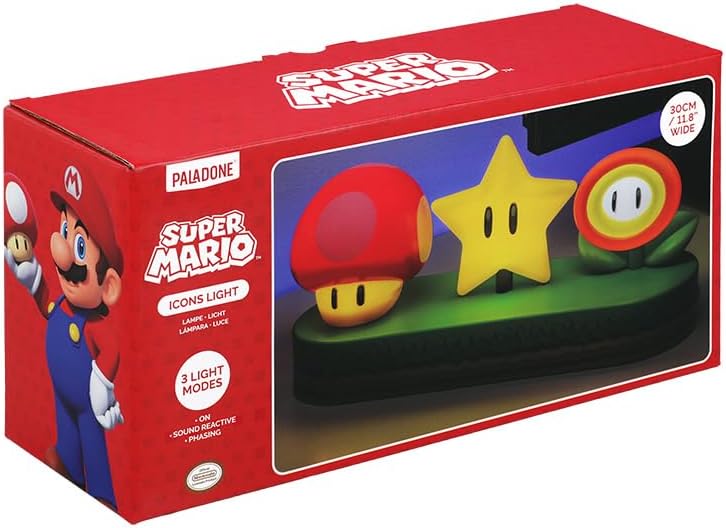 Paladone Super Mario Icon Light - Officially Licensed Mario Brothers Free Standing Desk Light, Gaming Room Decor and Merchandise for Boys and Girls, Nightlight Gift Accessory for Bedroom