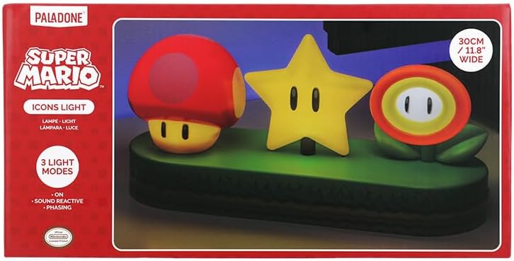 Paladone Super Mario Icon Light - Officially Licensed Mario Brothers Free Standing Desk Light, Gaming Room Decor and Merchandise for Boys and Girls, Nightlight Gift Accessory for Bedroom