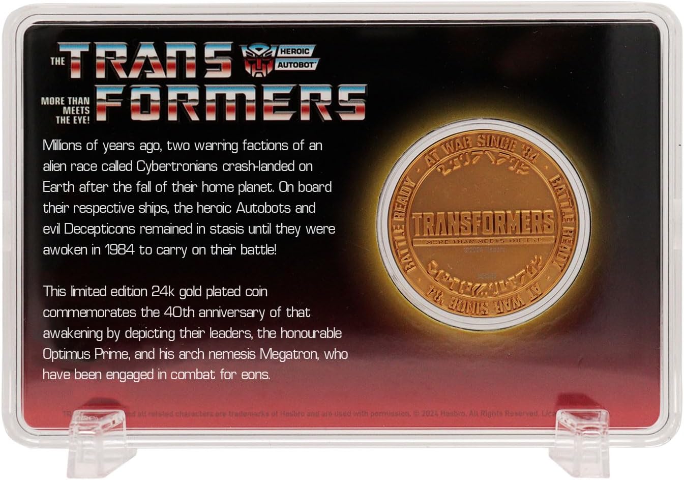 Transformers 40th Anniversary 24k Gold Plated Coin