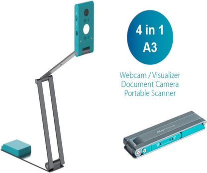 IRIScan Visualizer 7 Webcam Document Camera: 4K UltraHD | 13MP | 4 in 1 | Viewer | A3 Scanner | Portable Scanner | Video Conference | AI Micro Noise Cancellation | Auto Focus | LED | USB | WinMac