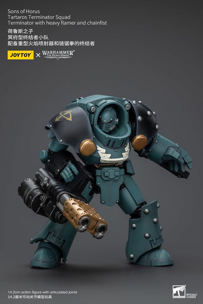 Warhammer 40k: Sons of Horus Tartaros Terminator Squad Terminator mit schwerer Flamme und Kettenfaust, Figur im Maßstab 1:18