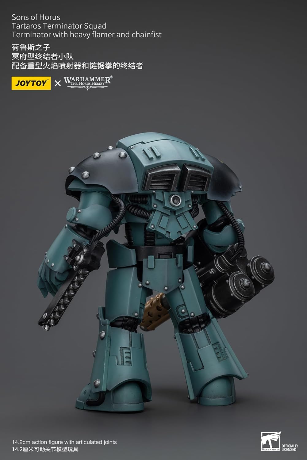 Warhammer 40k: Sons of Horus Tartaros Terminator Squad Terminator mit schwerer Flamme und Kettenfaust, Figur im Maßstab 1:18