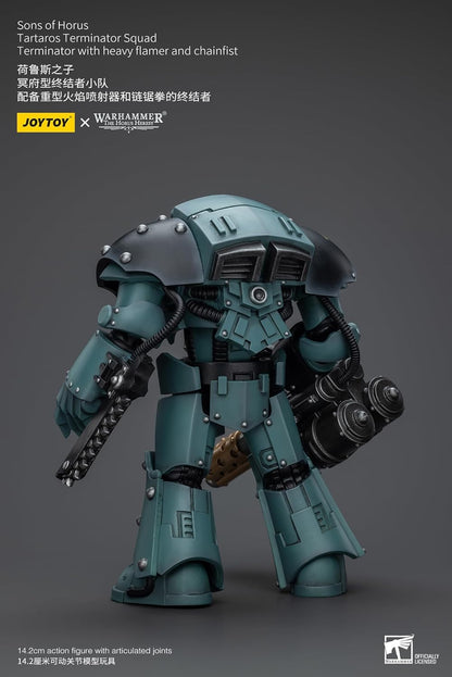Warhammer 40k: Sons of Horus Tartaros Terminator Squad Terminator mit schwerer Flamme und Kettenfaust, Figur im Maßstab 1:18