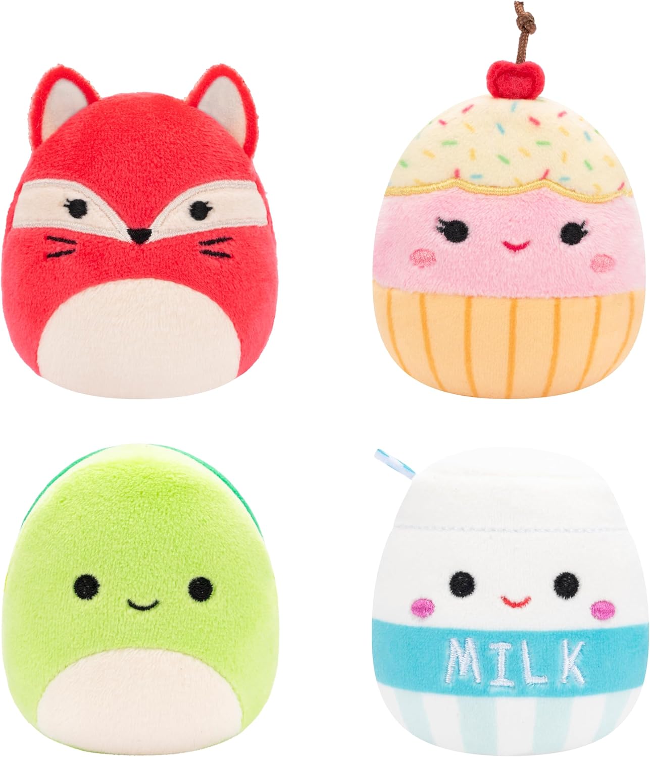 Micromallows SQMM0007 4-Pack – Clara Cupcake, Fifi Fox, Henry Turtle, Melly Milk Carton, Multicolour