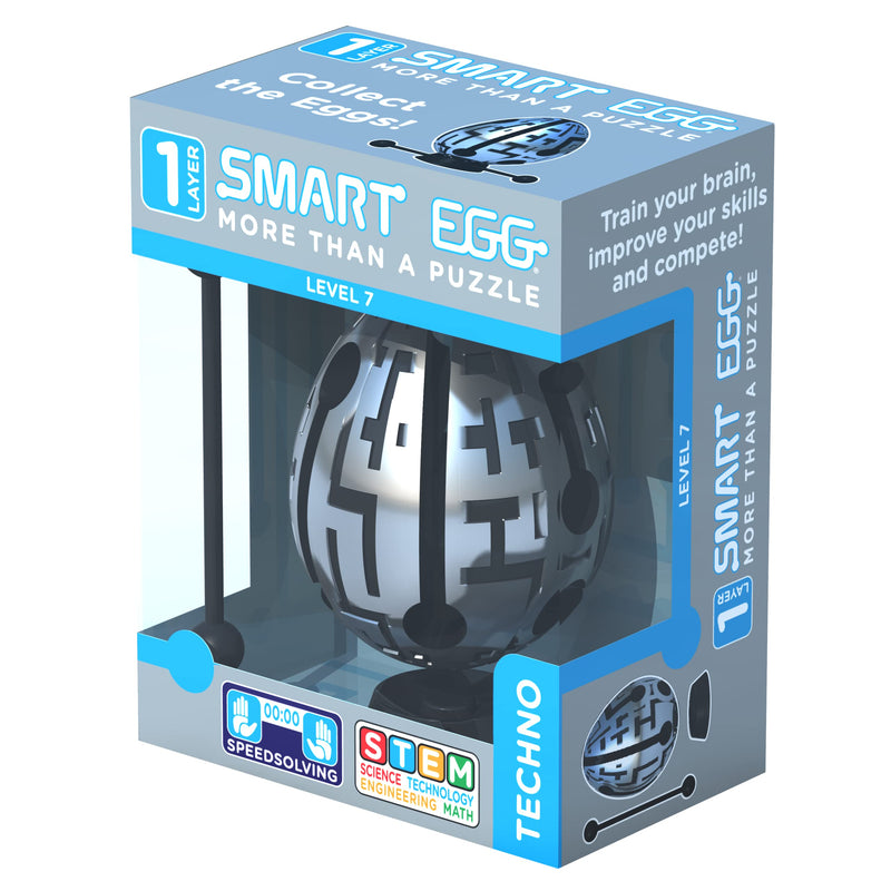 Smart Egg Techno: 3D Maze Puzzle and Educational Toy for Kids, Level 7 (Easy) in a Brain Teaser Series - Challenge and Fun in Solving the Labyrinth inside The Egg