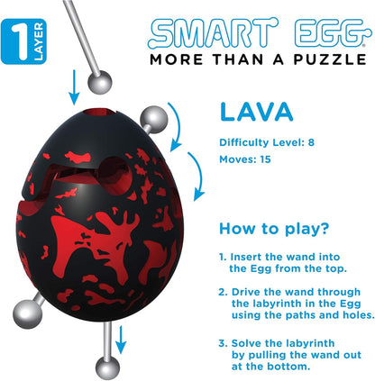 Smart Egg Lava: 3D Maze Puzzle and Educational Toy for Kids, Level 8 (Easy) in a Brain Teaser Series - Challenge and Fun in Solving the Labyrinth inside The Egg