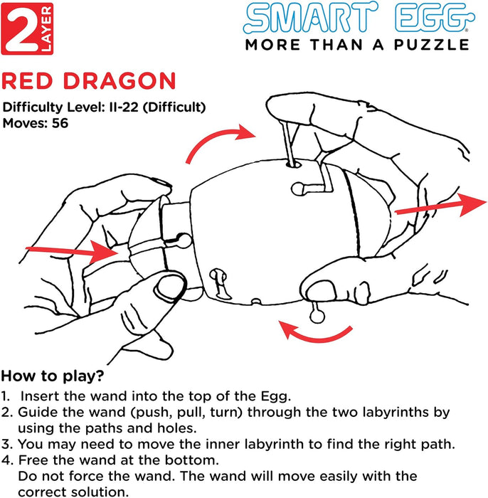 Smart Egg Red Dragon: 3D Maze Puzzle, Difficult Brain Teaser for Puzzle Lovers (Level 2 out of 3, for age 8+) - Challenge and Fun in Solving the Labyrinth inside The Egg
