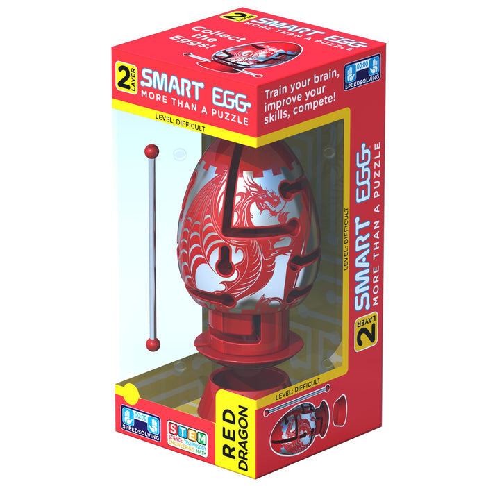 Smart Egg Red Dragon: 3D Maze Puzzle, Difficult Brain Teaser for Puzzle Lovers (Level 2 out of 3, for age 8+) - Challenge and Fun in Solving the Labyrinth inside The Egg