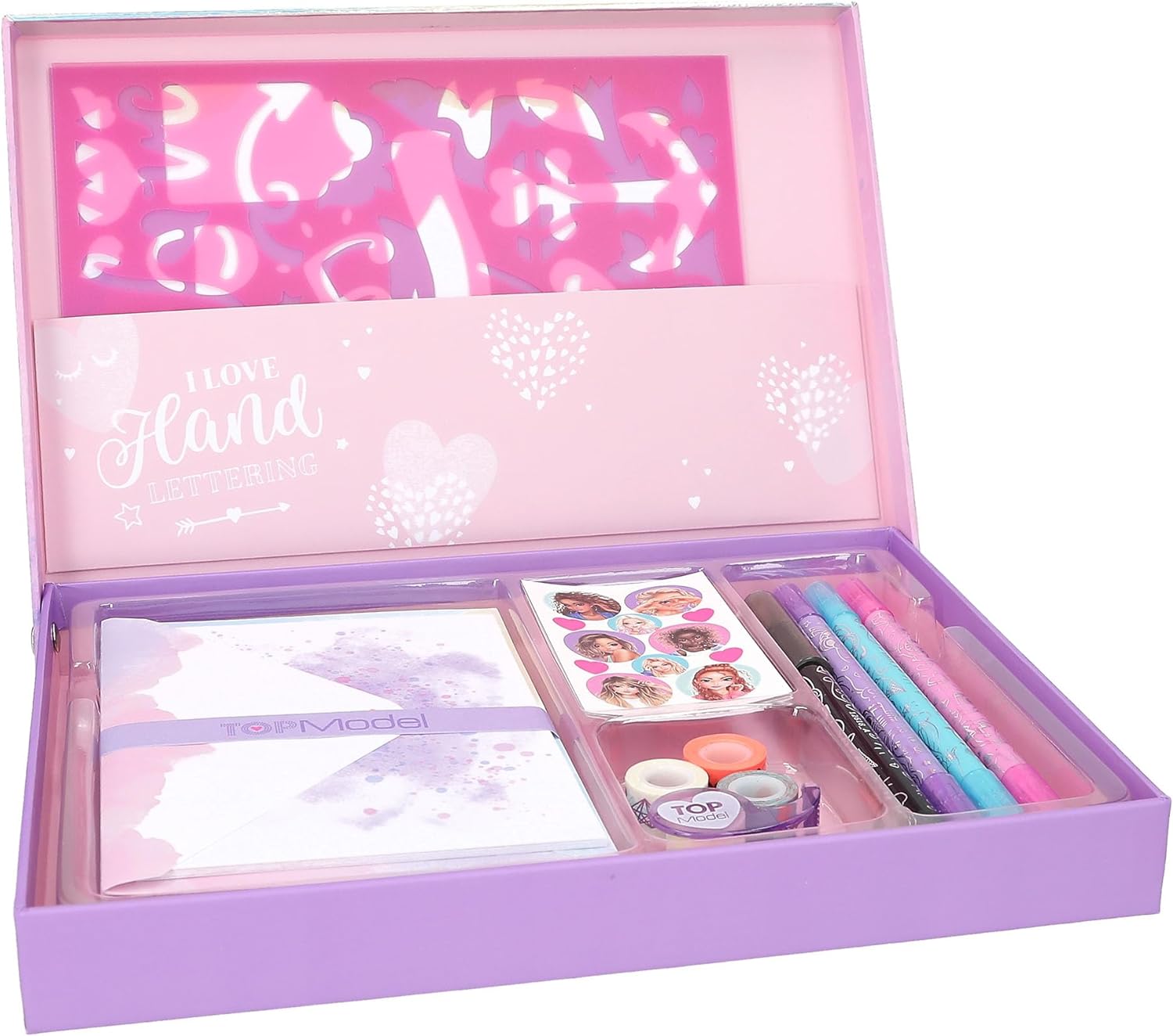 Depesche 12618 TOPModel - Handlettering Briefbox, Schreibset mit Briefpapier, Sticker, Postkarten, Washi-Tape, Stiften uvm.
