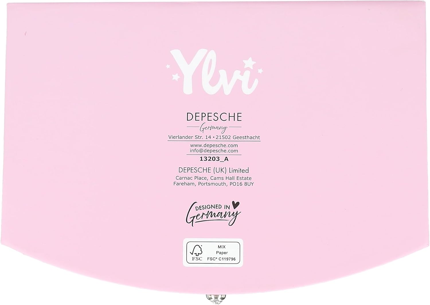 Depesche Ylvi 13203 Small Pink Unicorn Design Jewellery Box with Hinged Lid and Mirror