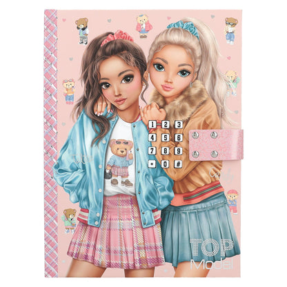 Depesche TOPModel Team Teddy 13229 Diary with Number Code and Sound, Book with Model Motif and 80 Lined and Colourful Illustrated Pages