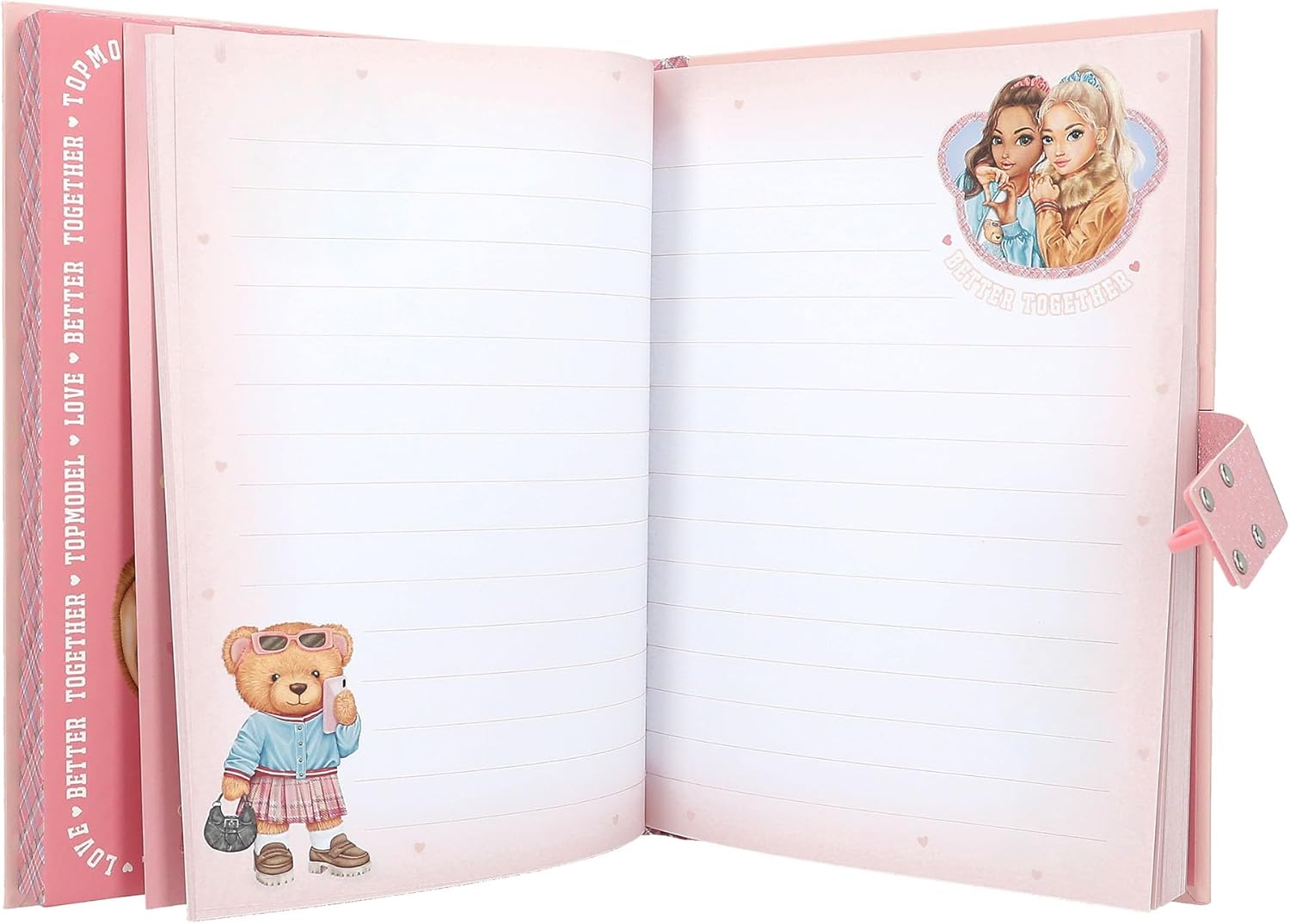 Depesche TOPModel Team Teddy 13229 Diary with Number Code and Sound, Book with Model Motif and 80 Lined and Colourful Illustrated Pages