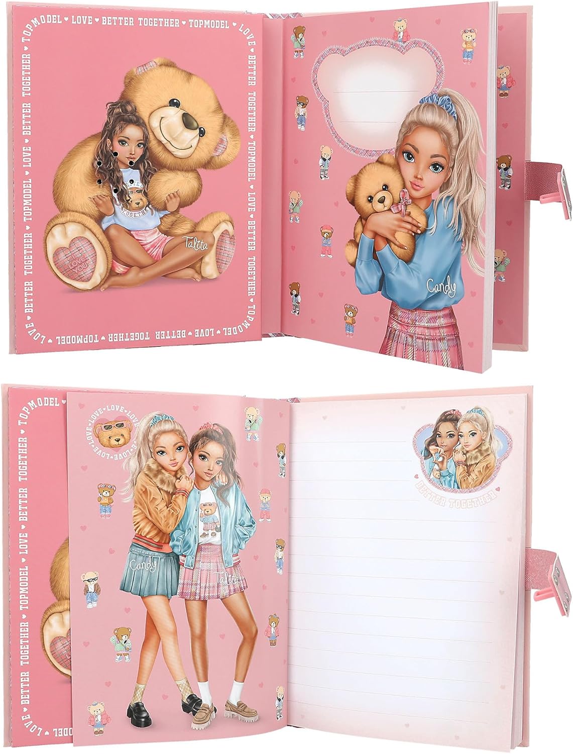 Depesche TOPModel Team Teddy 13229 Diary with Number Code and Sound, Book with Model Motif and 80 Lined and Colourful Illustrated Pages