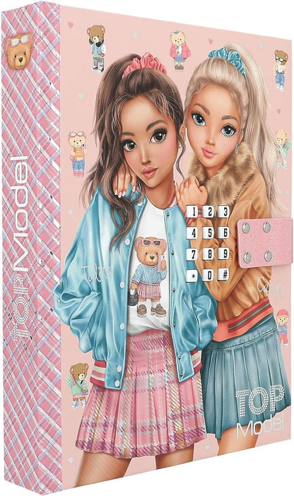 Depesche TOPModel Team Teddy 13229 Diary with Number Code and Sound, Book with Model Motif and 80 Lined and Colourful Illustrated Pages