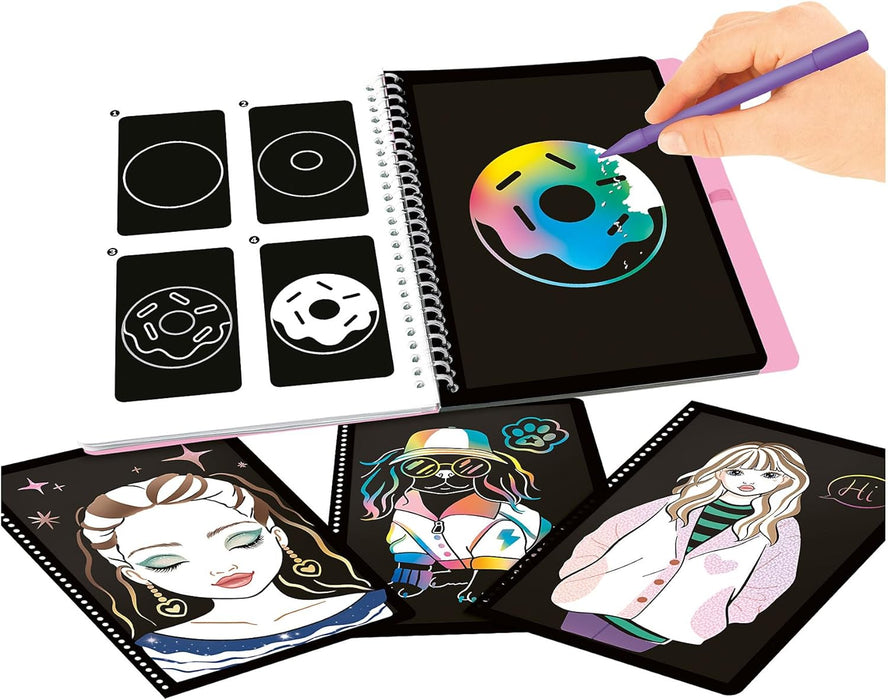 Depesche 13266 TOPModel - Magic Scratch Book, Kratz-Buch mit coolen Model Motiven zum Kratzen, mit schönem Farbverlauf, ca. 20 x 19,5 x 2 cm