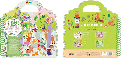 Stickerboek, Bosthema, 16 achtergrondscènes, inclusief pop-up scènes, 300 stickers, ideaal voor onderweg, vanaf 3 jaar