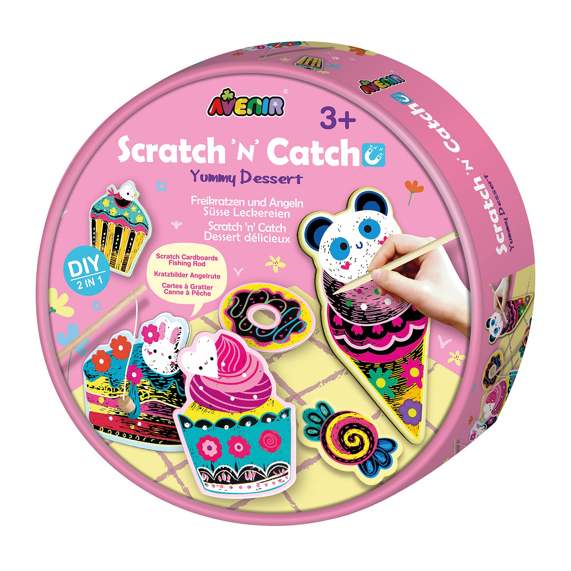 Avenir 6301789 Kratzbilder, Angelspiel, Süße Leckereien, DIY, 2-in-1 Kreativspiel ab 3 Jahren