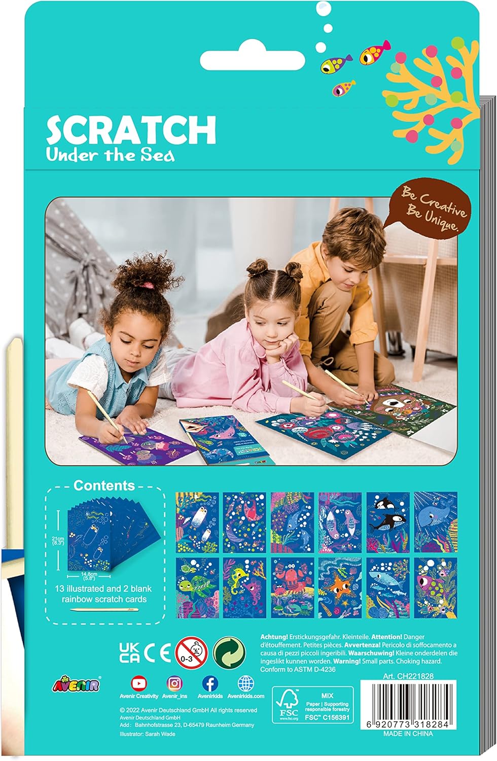 Avenir | A5 Rubbelbuch | Unter dem Meer | Kratz- und Bastelaktivität für Kinder ab 6 Jahren