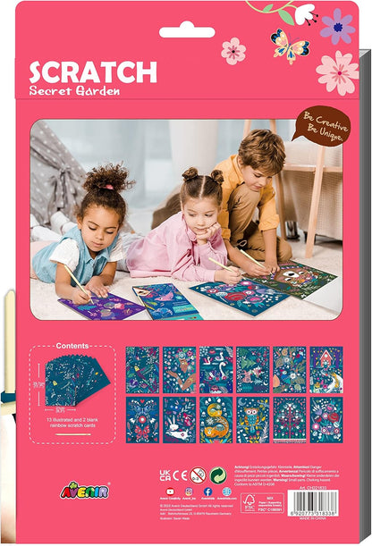 Avenir | A4 Rubbelbuch | Secret Garden | Kratz- und Bastelaktivität für Kinder ab 6 Jahren