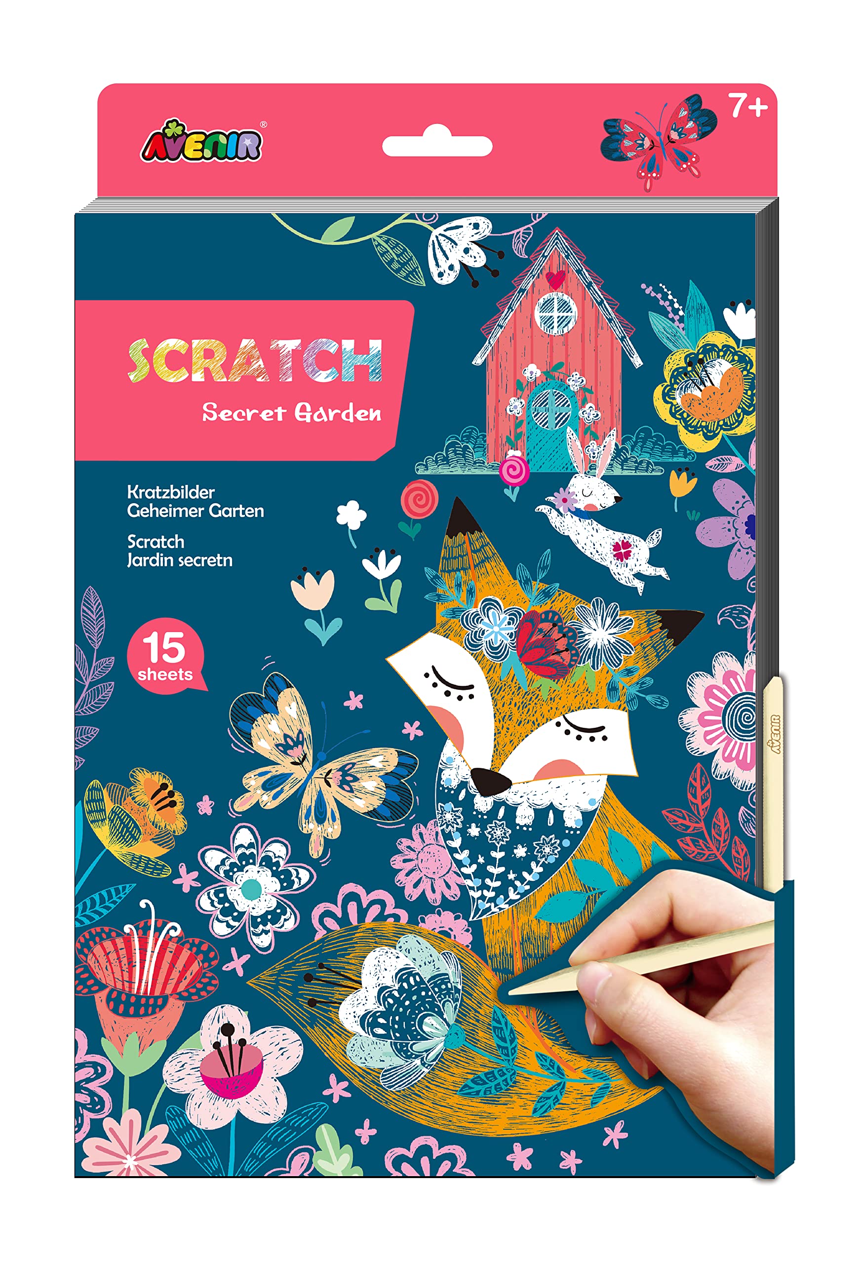 Avenir | A4 Rubbelbuch | Secret Garden | Kratz- und Bastelaktivität für Kinder ab 6 Jahren