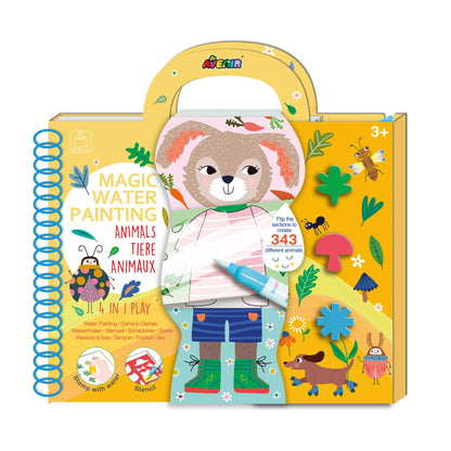 Avenir 6301896 Colouring Game Forest Animals, 4-in-1 Activity Book, DIY Creative Set with Colouring Pictures, Stamps, Stencils and Puzzle Games, for Children from 3 Years