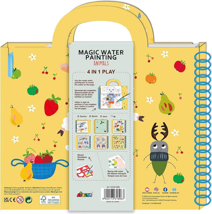 Avenir 6301896 Colouring Game Forest Animals, 4-in-1 Activity Book, DIY Creative Set with Colouring Pictures, Stamps, Stencils and Puzzle Games, for Children from 3 Years