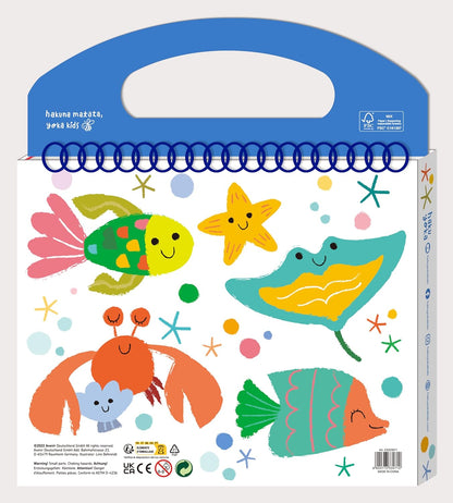 Haku Yoka Sea Friends My First Colouring Kit, On The Go Colouring Kit with 6 Smile Beeswax Crayons, FSC Certified