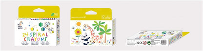 Haku Yoka 6303079 Spiral Wax Crayons Set, 24 Wax Colours, Colourful Wax Crayons with Grip Rings, Easy to Grip, No Staining, Ideal for Children from 3 Years